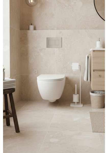 Metal Ayaklı Tuvalet Kağıtlığı Yedek Ruloluklu Modern