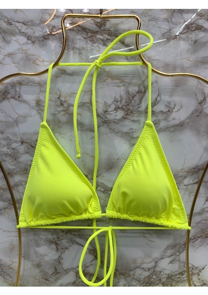 Kadın Likralı Yandan Boyundan Bağlamalı Şık Ipli Üçgen Bikini Takım fiyatları