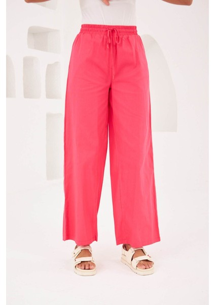 Kadın Beli Lastikli Rahat Kalıp Pamuk Gabardin Pantolon