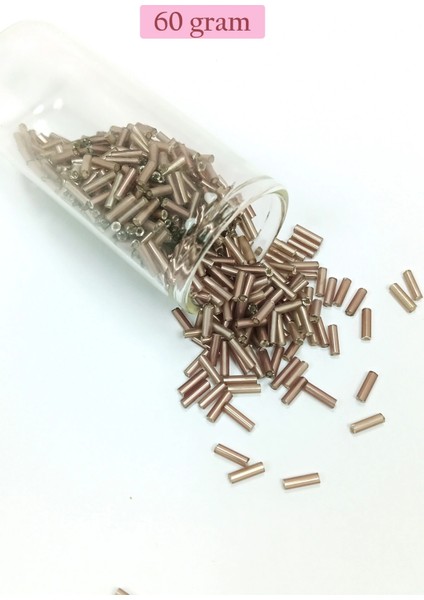 Litaetrend Uzun Boru Kesme Boncuk Çap 2mm Uzunluk 10 mm - 60 Gram - Koyu Bej - BNC264