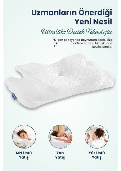 Ulralüks Boyun Destekli Visco Ortopedik Yastık - 68X39X13-11CM