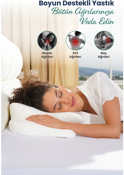 Ulralüks Boyun Destekli Visco Ortopedik Yastık - 68X39X13-11CM modelleri