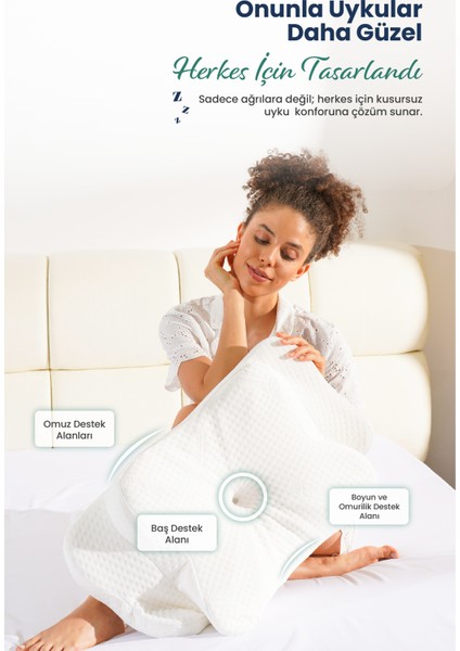 Ulralüks Boyun Destekli Visco Ortopedik Yastık - 68X39X13-11CM indirimleri