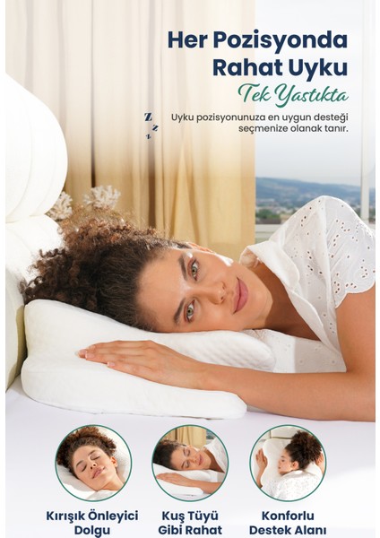 Ulralüks Boyun Destekli Visco Ortopedik Yastık - 68X39X13-11CM
