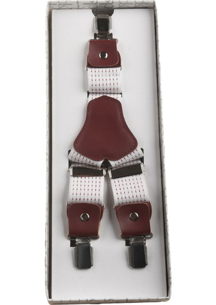 Unisex Beyaz Derili Esneyebilen Lastik Ayarlanabilir Metal Klipsli Pantolon Askısı 2602025 fırsatları