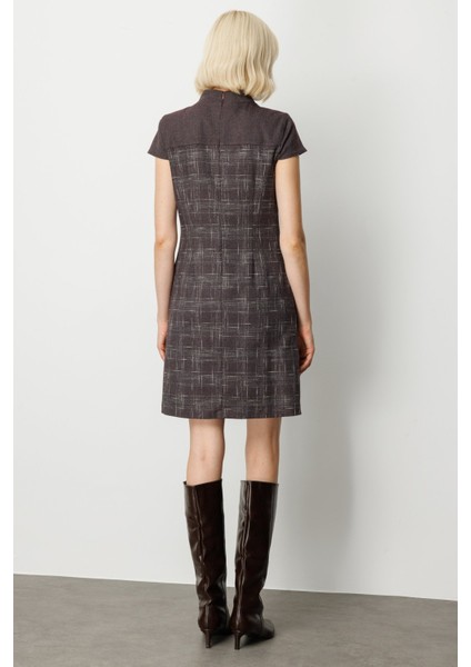 Kadın Yakası Fiyonk Detaylı Desenli Elbise 4019 Bordo fırsatları