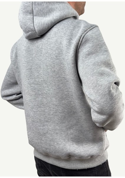 Erkek Oversize Kapüşonlu Pamuklu Sweatshirt, 3 Iplik Içi Polarlı Şardonlu Kalın Kışlık Sweat modelleri