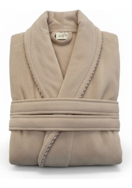 Kadife Biyeli Şal Yaka Unisex Bornoz