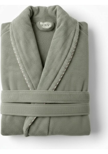 Kadife Biyeli Şal Yaka Unisex Bornoz