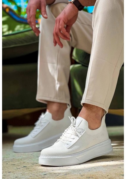 KB-116 Kuback Beyaz Bağcıklı Triko Günlük Erkek Ayakkabı