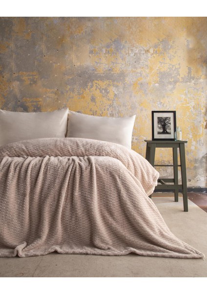 Çift Kişilik Trusty Ekru Jakar Desen Battaniye 200 x 220 cm