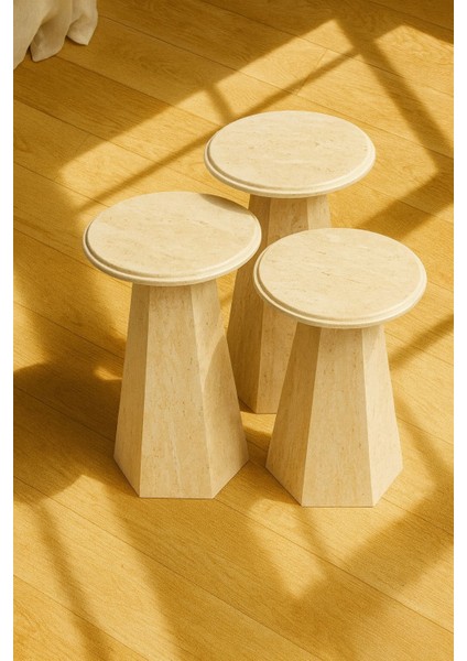 3’lü Mdf Traverten Prizma Zigon Sehpa Seti fırsatları