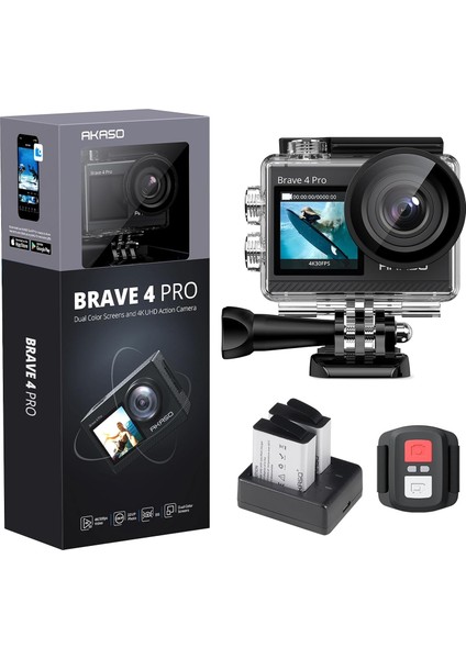 Br 4 Pro Aksiyon Kamerası 4K Su Geçirmez Su Altı Kamerası 40 M - Ultra Hd 20MP 170° Geniş Açılı Wifi Spor Kamerası Çift Ekran, Dokunmatik Ekran, 5x Yakınlaştırma ve Montaj Setleri