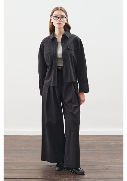 Geniş Pileli Gabardin Pantolon Siyah modelleri