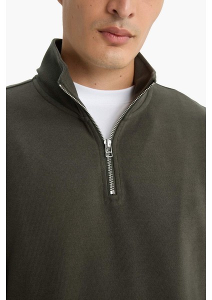 Regular Fit Yarım Fermuarlı Sweatshirt E9629AX25AU fırsatları
