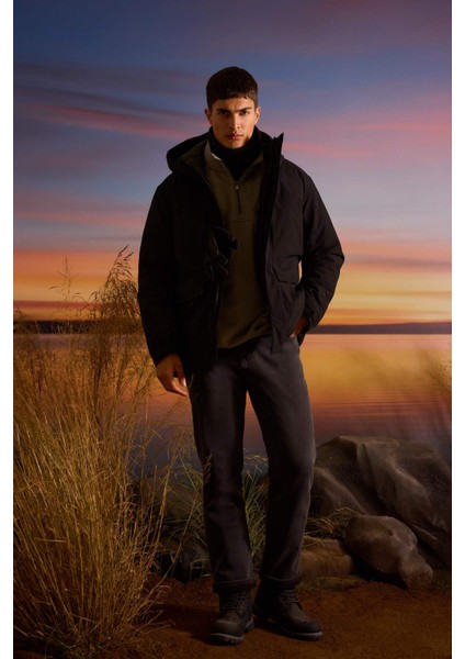 Diago Comfort Fit Yüksek Bel Geniş Paça Düz Paça Termal Polarlı Jean Pantolon F6132AX25WN