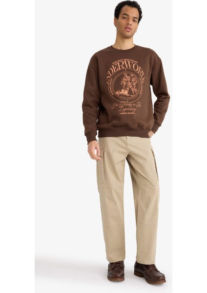 Boxy Fit Bisiklet Yaka Baskılı Sweatshirt F2111AX25AU fiyatları