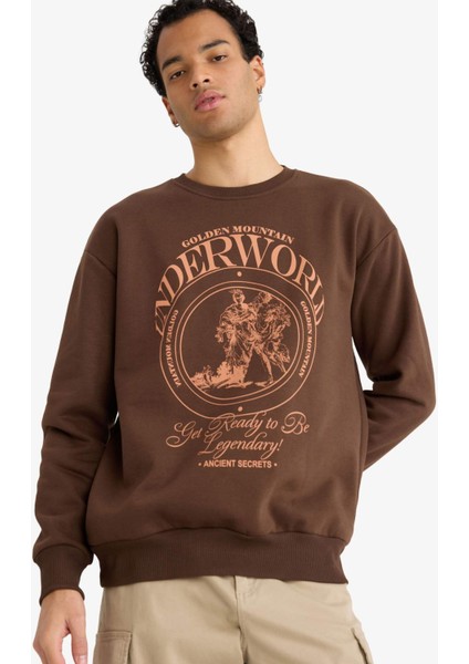 Boxy Fit Bisiklet Yaka Baskılı Sweatshirt F2111AX25AU modelleri