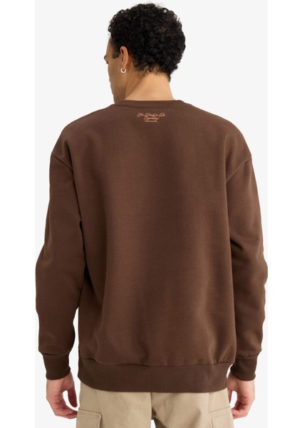 Boxy Fit Bisiklet Yaka Baskılı Sweatshirt F2111AX25AU indirimleri