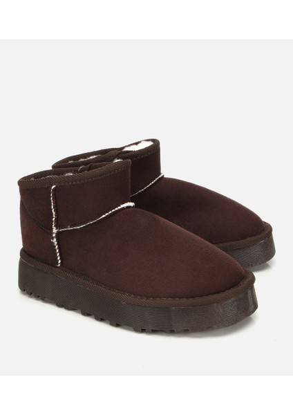 01BOH315080A480 KADIN Süet Kahverengi Içi Kürklü Bilekte Kalın Tabanlı Düz Bot fiyatları