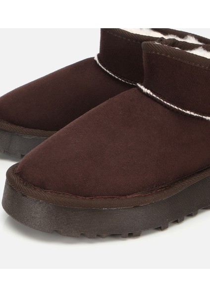 01BOH315080A480 KADIN Süet Kahverengi Içi Kürklü Bilekte Kalın Tabanlı Düz Bot modelleri