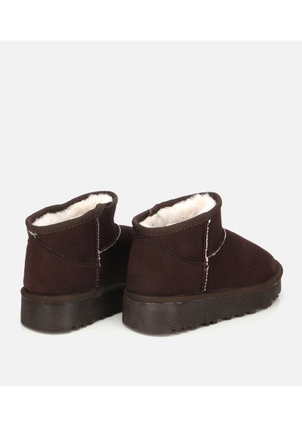 01BOH315080A480 KADIN Süet Kahverengi Içi Kürklü Bilekte Kalın Tabanlı Düz Bot fırsatları