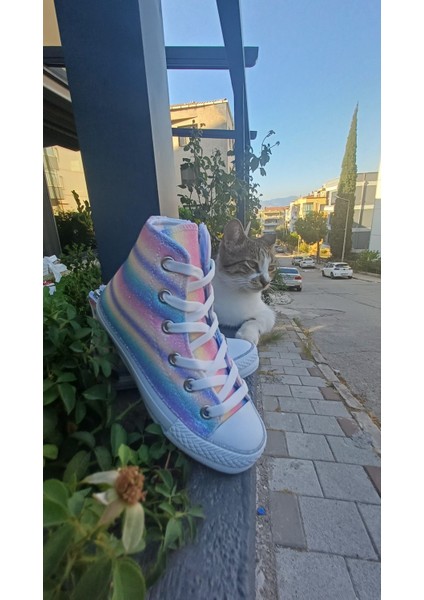 Gökkuşağı Simli ve Işıklı Kız Ayakkabısı fiyatları