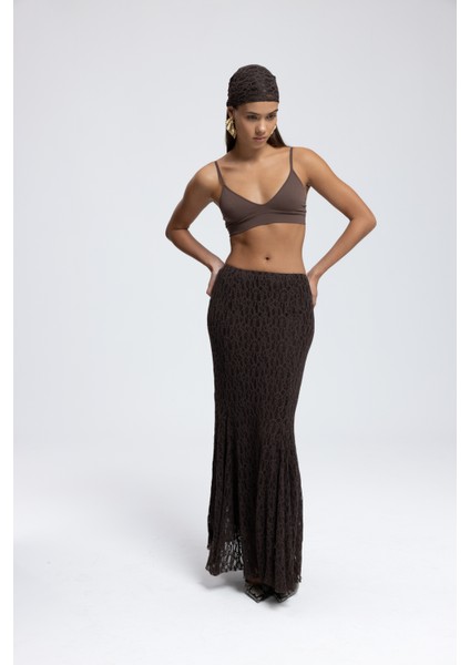 Veylia Uzun Kahve Dantel Etek fiyatları