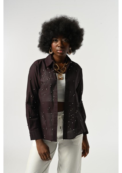 Kadın Taş Işlemeli Ince Gömlek