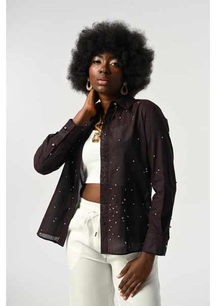 Kadın Taş Işlemeli Ince Gömlek modelleri