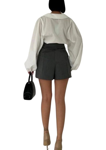 Düğme Detaylı Şık Midi Şort modelleri