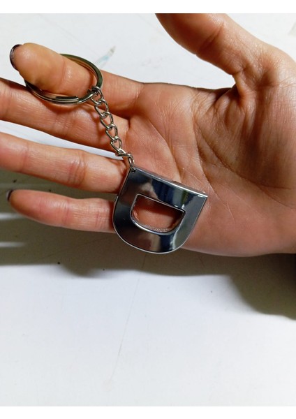 D Harfi Plastik Krom Kaplama Anahtarlık- Harf Çanta Süsü