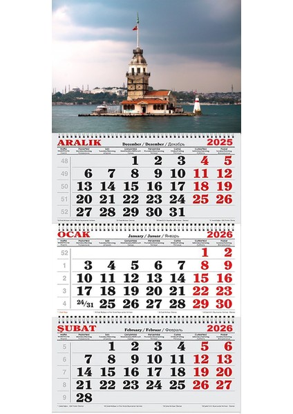 2026 Yılı Gemici Takvimi-Kız Kulesi