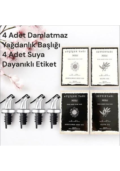 4 Adet Gümüş Yağdanlık Başlığı 4 Adet Suya Dayanıklı Etiket Sticker fırsatları