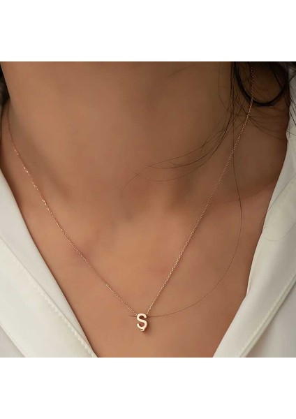 925 Ayar Gümüş Rose 3 Boyutlu Ş Harf Kadın Gümüş Kolye T5929 (800800)