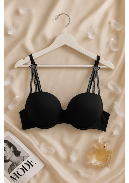 Taş Detaylı Siyah Push Up Sütyen Takımı indirimleri