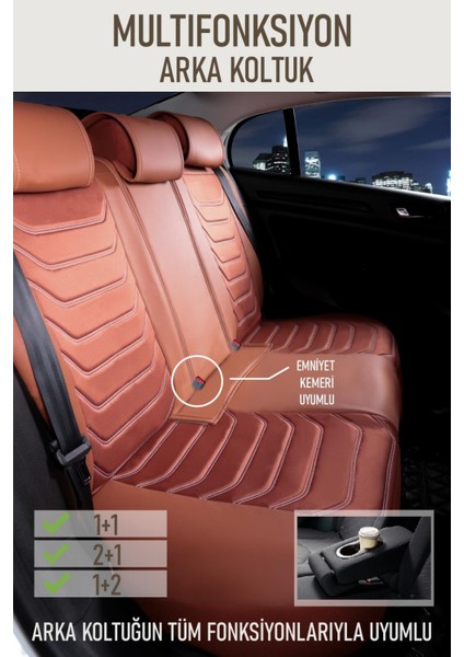 Fiat E-Doblo Panorama 3 Tekli Oto Koltuk Kılıfı Ön Arka Set Tarçın Scr fiyatları