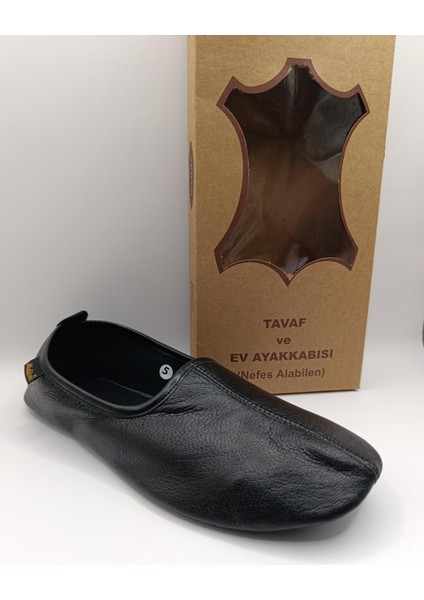 %100 Deri Hac Umre Tavaf Patiği ve Ev Ayakkabısı Terletmez