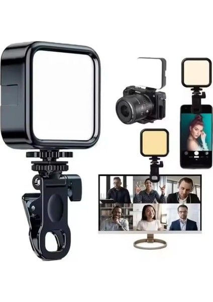 Cep Telefonu Dolgu Işığı, Canlı Yayın Için Mini Taşınabilir Kısılabilir Yüksek Parlaklık Dolgu Işığı Selfie Işık Paneli, Kıskaçlı Telefon ve Notebook Tutucu, Youtuber Yayıncı Işığı Ay-83