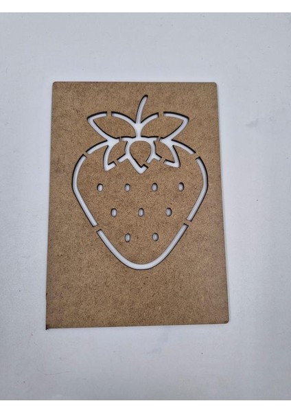 1 Adet Meyveler Çilek Ahşap Montessori Resim Çizim Okul Dıy Etkinlik Aktivite Sanat 20 cm x 14 cm