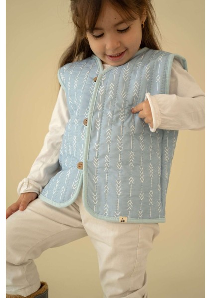 Mavi Desenli Peluş Bebek Yeleği modelleri