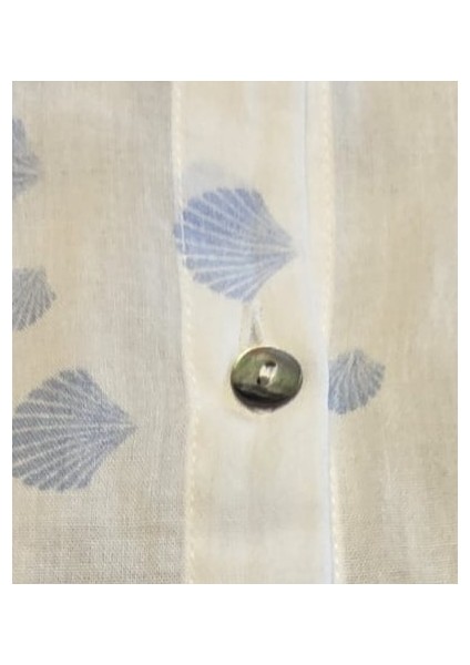 100% Pamuklu Vual Denizkabuğu Desenli Yıkanmış Bluz