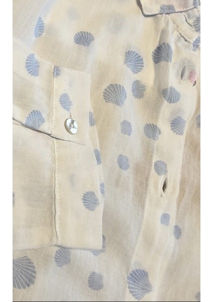 100% Pamuklu Vual Denizkabuğu Desenli Yıkanmış Bluz fiyatları