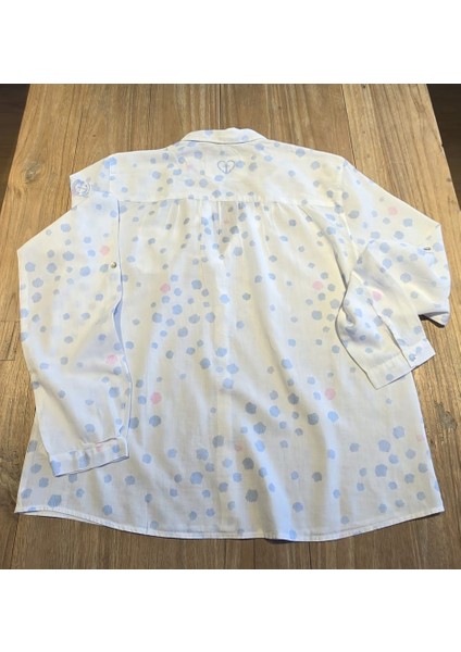 100% Pamuklu Vual Denizkabuğu Desenli Yıkanmış Bluz fırsatları