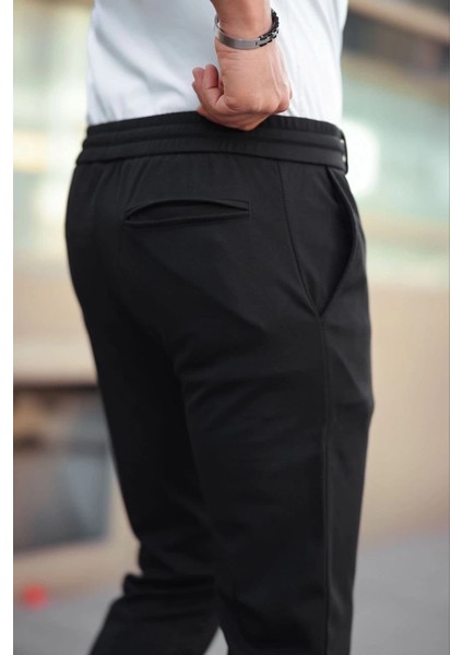 Erkek Diagonel Mikro Dokulu Cepli Beli Lastilki Pantolon - Siyah fiyatları