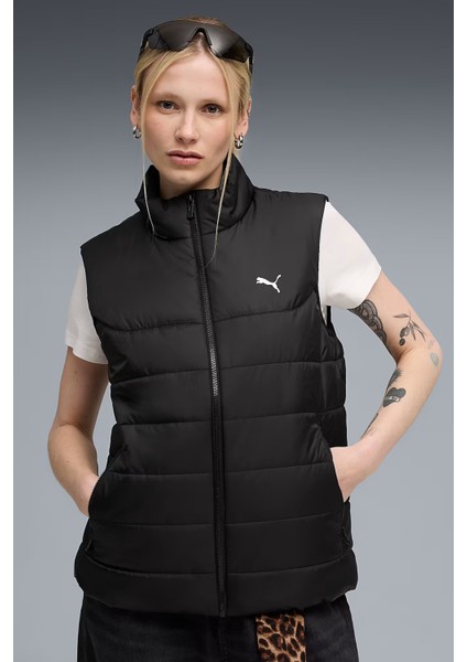 Essentials Padded Kadın Siyah Dik Yaka Spor Yelek 685229 01