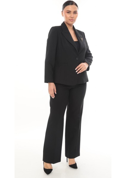 Kadın Şık Blazer Ceket Pantolon Takım Zarif Günlük Ofis Model