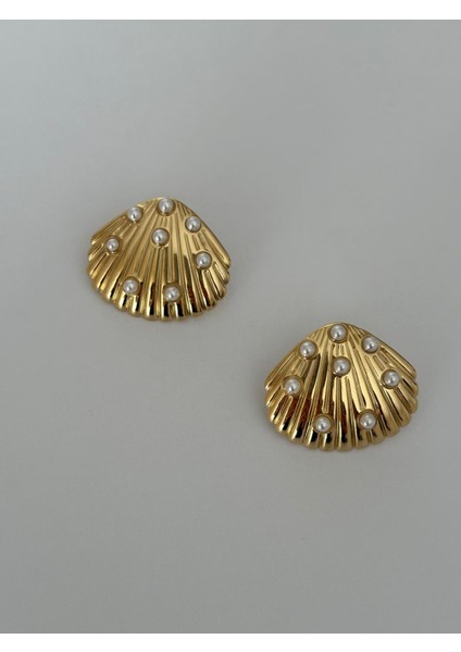 Midye Model Inci Top Detay Kararmaz Gold Çelik Küpe fiyatları