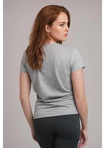 Do Epic Sh*t Baskılı Kadın Slimfit Tişört - Gri Melanj fiyatları