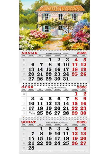 2026 Yılı Gemici Takvimi----Çiçekli Evler